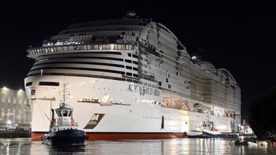 The MSC World Asia, the third ship in MSC Cruises' World class, was floated out on Nov. 12.