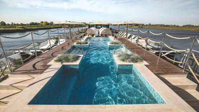 The pool on the Andorinha, a Tauck ship that cruises the Douro. The upcoming Saudade will be a sister ship.