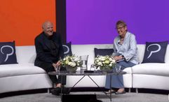 Barry Diller and Phocuswright's Lorraine Sileo in discussion on stage at The Phocuswright Conference.