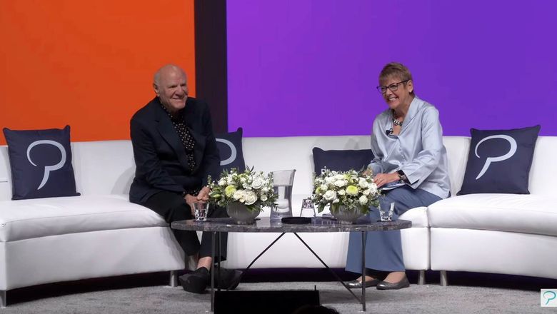 Barry Diller and Phocuswright's Lorraine Sileo in discussion on stage at The Phocuswright Conference.
