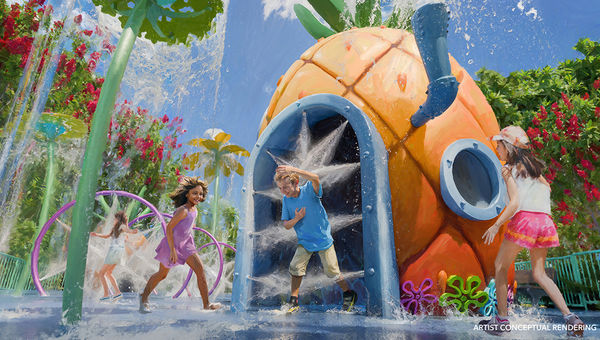 The Pineapple Paradise splash area will be part of Nickelodeon's SpongeBob SquarePants Bikini Bottom, one of seven lands at Universal Kids Resort. The Pineapple Paradise splash area will be part of Nickelodeon's SpongeBob SquarePants Bikini Bottom, one of seven lands at Universal Kids Resort.