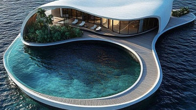 A rendering of an overwater villa at the the Trump International Hotel Maldives.
