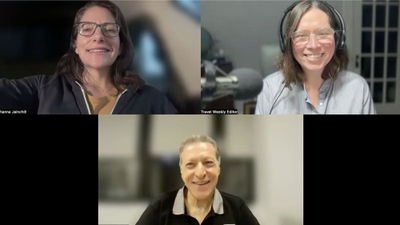 Clockwise from top left: News editor Johanna Jainchill, Folo host Rebecca Tobin and editor in chief Arnie Weissmann talk about industry trends on this episode of the Folo by Travel Weekly.