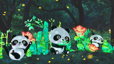 Pandas will light up during GlowFest, a walk-through winter-light experience in Las Vegas.