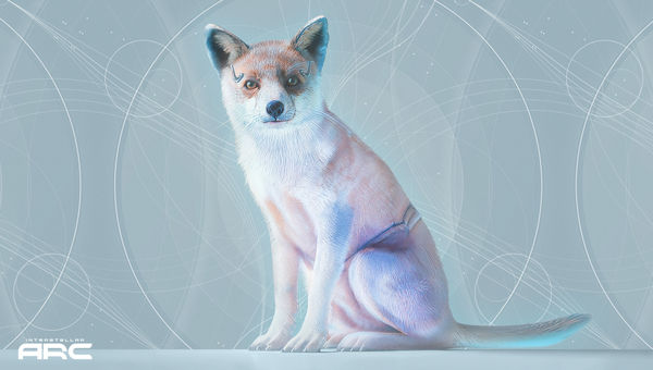 A blue fox named the Diplomat serves as a kind of tour guide at Interstellar Arc, a new virtual reality attraction at Area15.