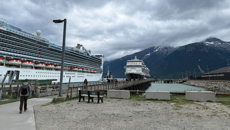Alaska cruise ships in Skagway in September 2025.
