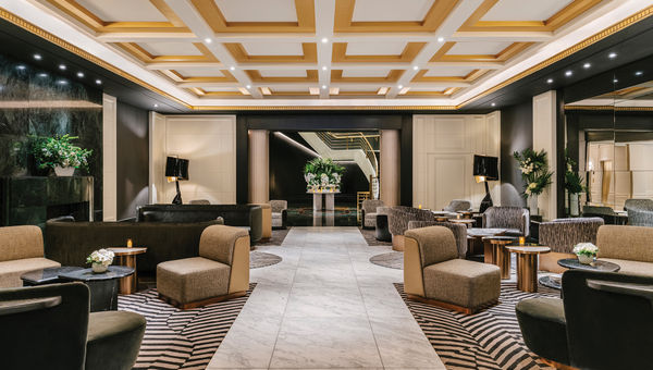 The renovated lobby at the Sofitel New York.