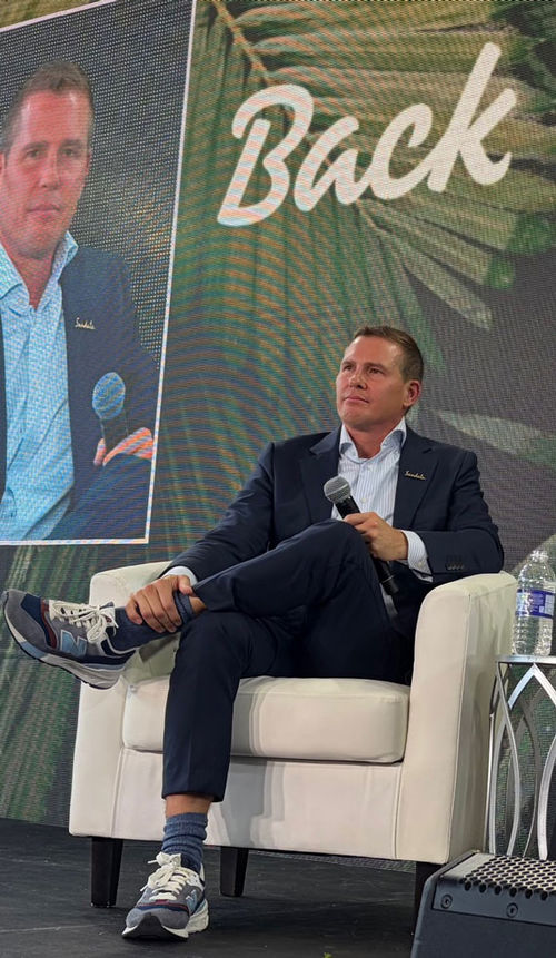 Sandals Resorts chairman Adam Stewart spoke to advisors at an event at the company's Dunns River property.