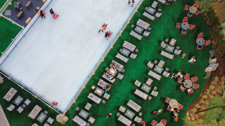The 4,500-square-foot outdoor ice-skating rink at the Grande Lakes Orlando's seasonal Winter Wonderland Market.