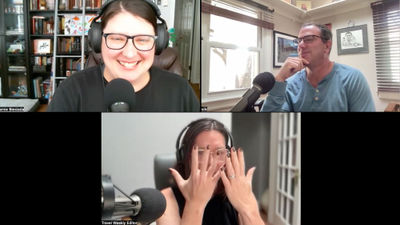 Clockwise from top left: Retail editor Jamie Biesiada, aviation editor Robert Silk and Folo host Rebecca Tobin talk about the year ahead for travel.