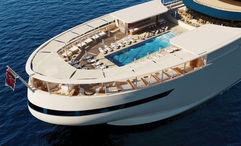 A rendering of the pool deck on the Four Seasons I.