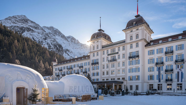 The Grand Hotel des Bains Kempinski St. Moritz features an outdoor Beluga Igloo vodka and caviar station.
