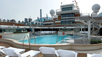 The Oceania Allura's pool deck, guaranteed to be child-free.