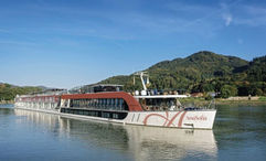 The AmaSofia sporting AmaWaterways' new color and logo.