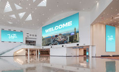 The Central Hall Grand Lobby features a glass curtain wall and an emphasis on natural light.