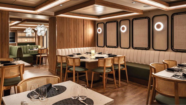 The restaurant Basil + Bamboo features a fusion of Asian and Mediterranean cuisine and is new to the Windstar fleet this year. The restaurant Basil + Bamboo features a fusion of Asian and Mediterranean cuisine and is new to the Windstar fleet this year.