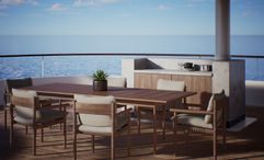 A rendering of an owner's suite veranda on the Crystal Grace.