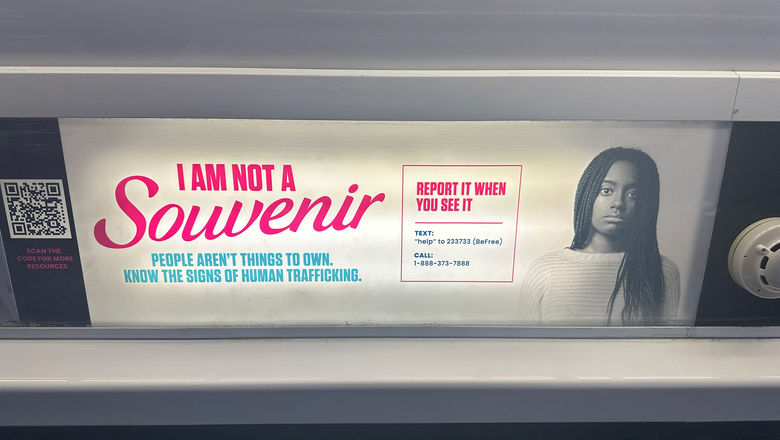 Inter-terminal tram cars at Harry Reid Airport in Las Vegas feature new messages to create more awareness about human trafficking.