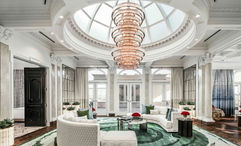 The courtyard lounge of the Colosseum Presidential Villas at Caesars Palace features skylight and terrace views.
