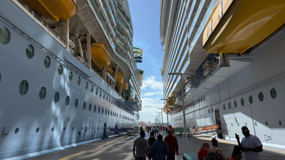 The pier at Perfect Day at CocoCay can normally accommodate two ships.