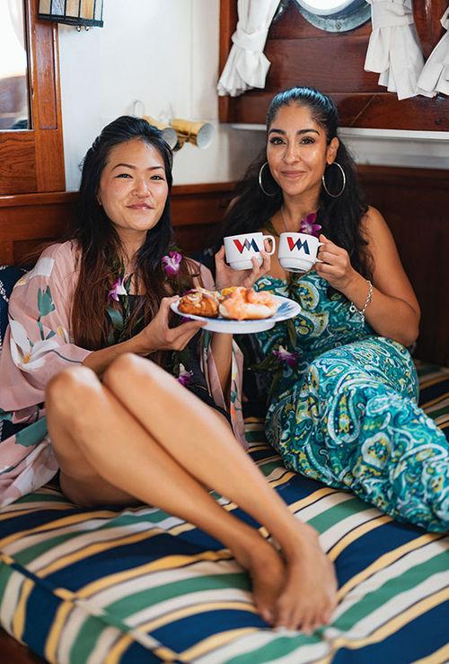 On the coffee tour, guests are able to explore the yacht and its different rooms while enjoying coffee and pastries.