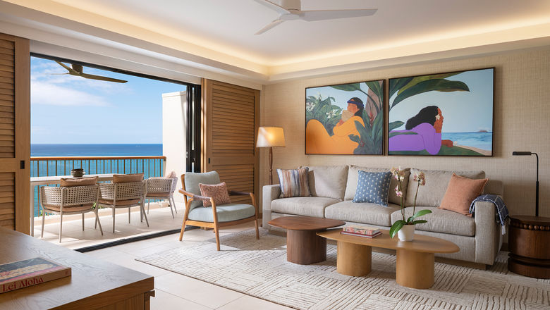 The Mauna Kea Beach Hotel's 252 guestrooms and suites were updated to a modern luxury style with artwork from local artists.