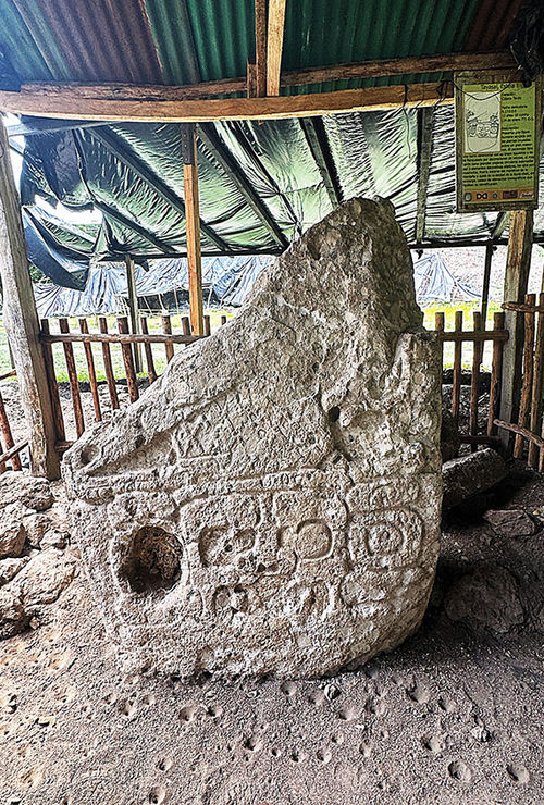 One of the archaeological discoveries in Tayasal National Monument. One of the archaeological discoveries in Tayasal National Monument.