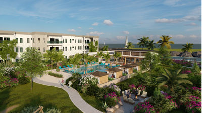 A rendering of the Sapphire Sands, which will be opening soon on St. Lucia’s Reduit Beach,