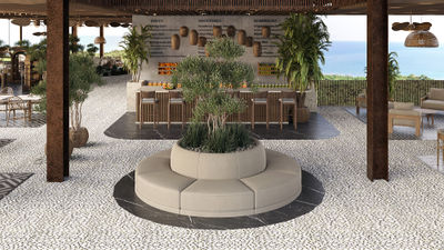 A rendering of the outdoor lobby of TheLifeCo, set to open on St. Lucia in April.
