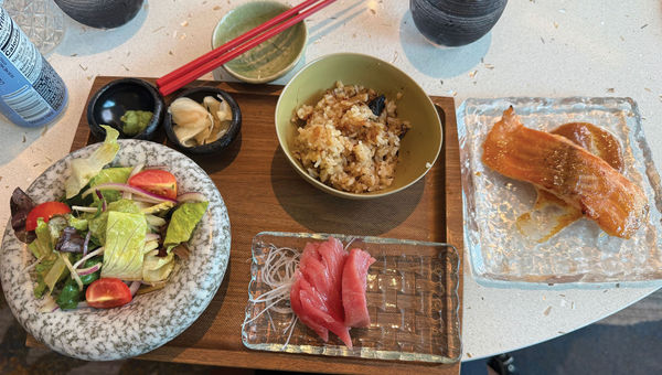 A salmon lunch at Makoto Ocean. A salmon lunch at Makoto Ocean.