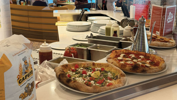Pizza on display at Alfredo’s Pizzeria on the Star Princess. Pizza on display at Alfredo’s Pizzeria on the Star Princess.