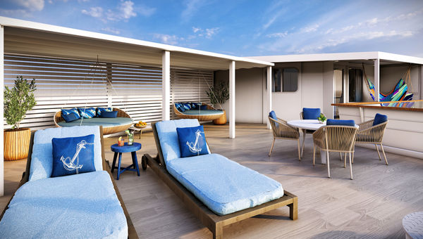 The balcony on Margaritaville at Sea's Bridge Wing Suite will be 500 square feet. The balcony on Margaritaville at Sea's Bridge Wing Suite will be 500 square feet.
