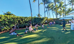 Kids join a game of tug-of-war on the back lawn at the W South Beach.