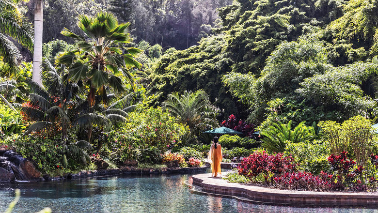 Woodside Travel owner and co-founder Gary Johnson recommends splitting time between Lanai's two resorts, Sensei Lanai and Four Seasons Resort Lanai. Pictured, the pool area at Sensei Lanai.