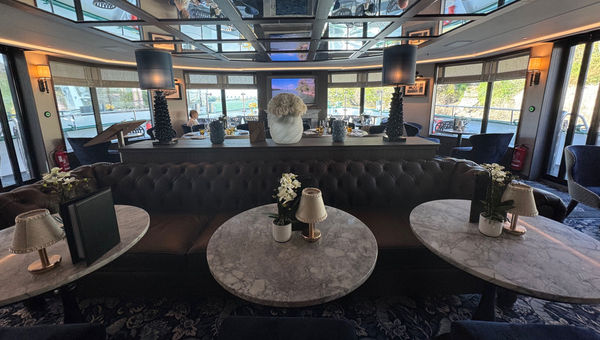 Arthur's, the secondary restaurant on Tauck's river ships, has been moved forward on the new vessels to provide grand views off the bow.