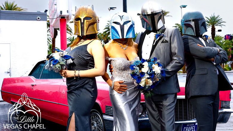 The Yoda One for Me wedding package at the Little Las Vegas Chapel combines costuming, special music and themed photo sessions.
