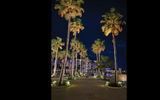 The pool deck at night at the Secrets Playa Mujeres.