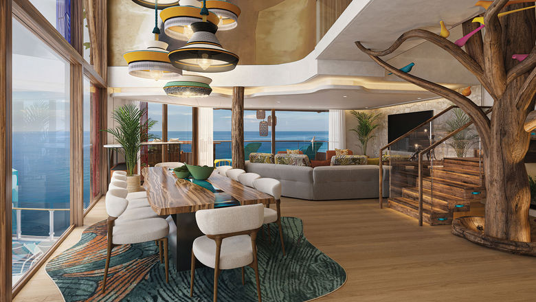 The bottom deck in the Ultimate Family Treehouse will have a living space, dining area and game room.