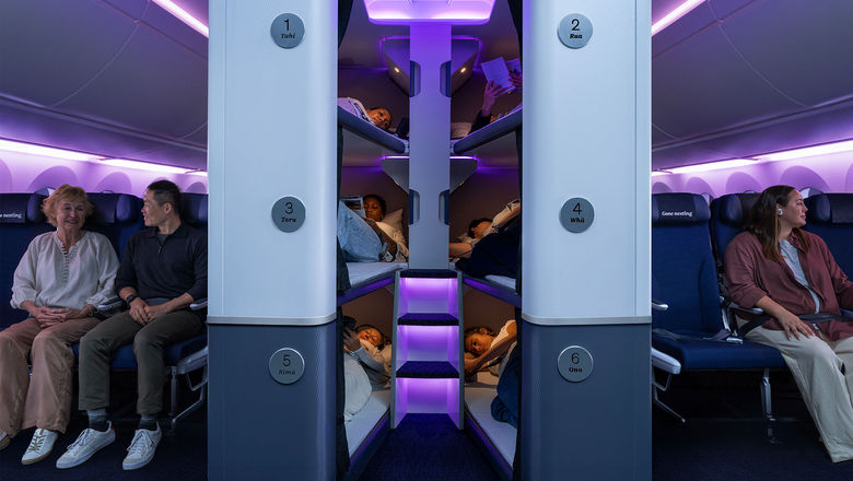 The Economy Skynest offers an enclosed pod of six bunks on flights between Auckland and New York JFK.