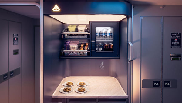 A self-service snack station will be available to business-class passengers. A self-service snack station will be available to business-class passengers.