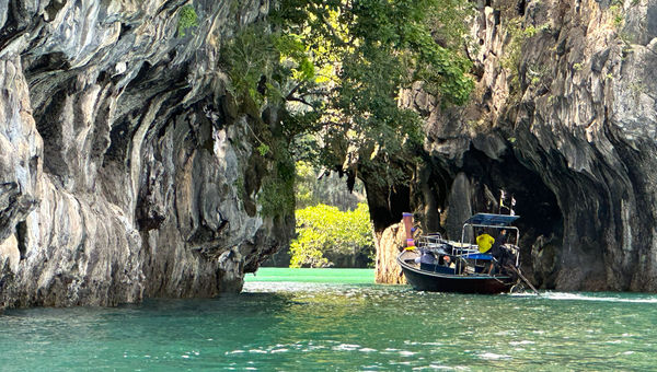 Hongs, or shallow lagoons, are accessible by boat via caves or narrow channels.
