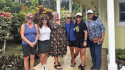 Travel advisor Kristi Emo, third from left, with one of her fam groups at the Punalu'u Bake Shop in Na'alehu on the Big Island of Hawaii.