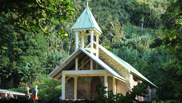 A small community church in the village of Hapatoni on the island of Tahuata.