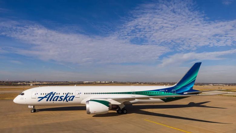 An Alaska Airlines Boeing 787, the aircraft being flown on the Seattle-Rome route.