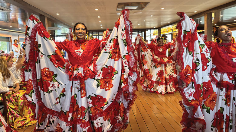 Cumbia dancers treated guests to a show onboard the AmaMelodia.