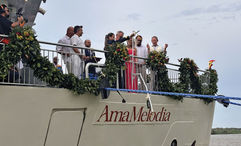 AmaWaterways christened the AmaMelodia with the ship's godmother, Elisabeth Mercado Herrera.