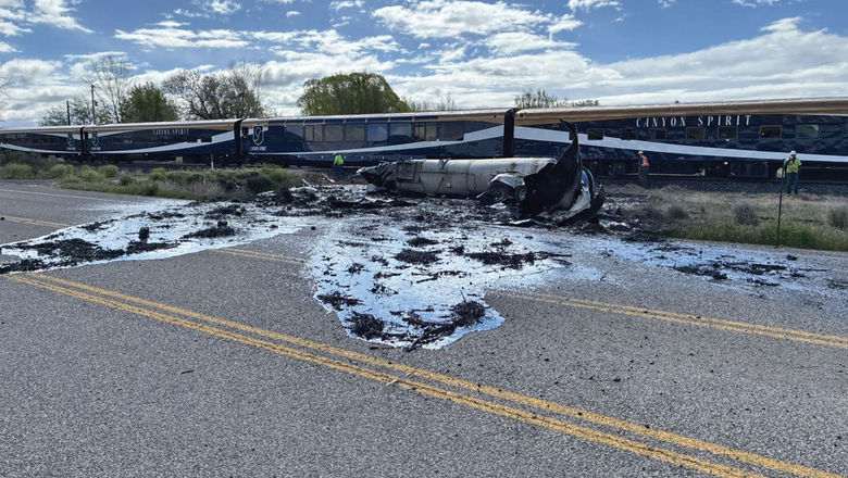 The Canyon Spirit train partially derailed after crashing into an oil tanker on May 6. Oil from the truck spilled onto U.S. Highway 6.