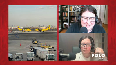 This week, we focus on two top stories, Left, Spirit, which ceased operations at the beginning of May, and right, a conversation with editor Jamie Biesiada and host Rebecca Tobin about the acquisition of American Express GBT.