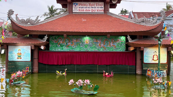 A private Vietnamese water puppet show at a rural community center.