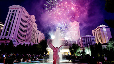 Fireworks will be set off on Saturday nights throughout the summer at different sites across the Strip and downtown.